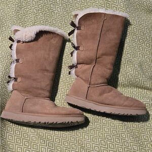 UGG Brown Suede Winter Boots with White Fur